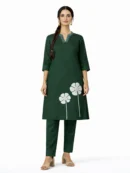 Green Floral Pocket Kurta Set