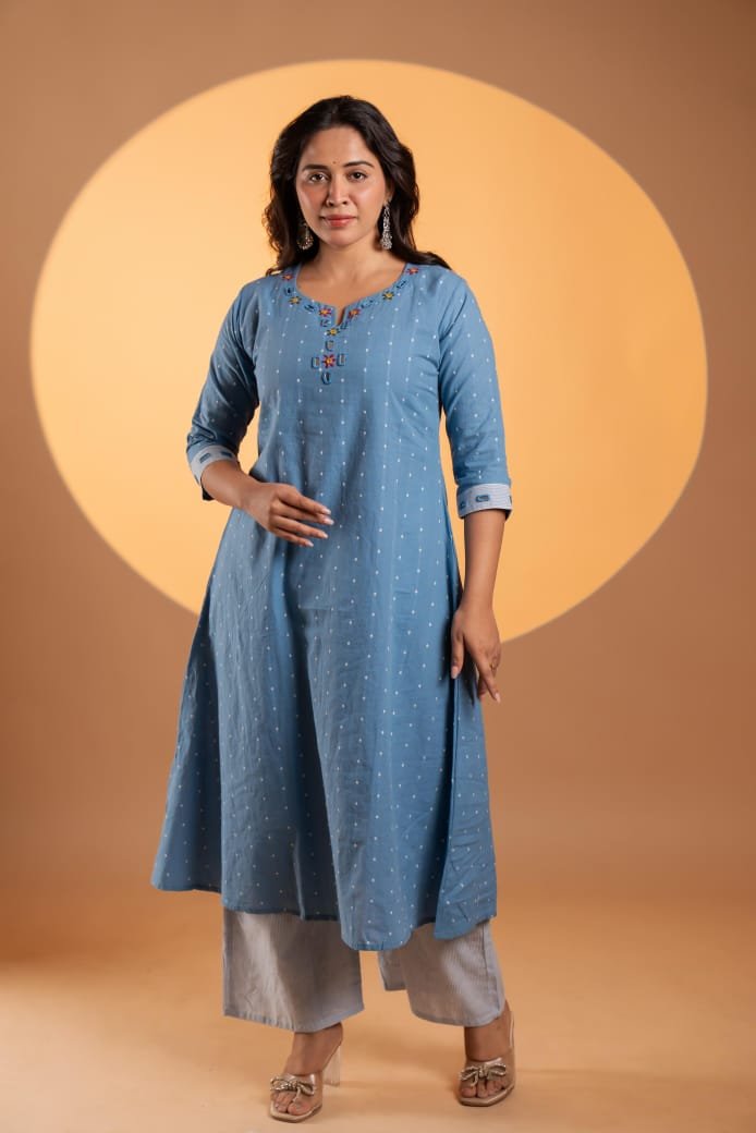 blue long Kurthi