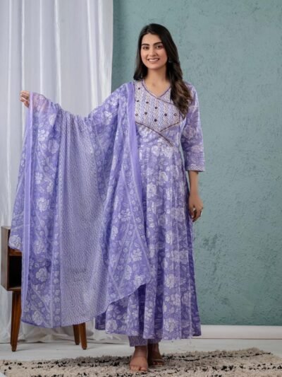 lavender long Kurthi