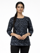 Navy Blue Geometric Print Tunic